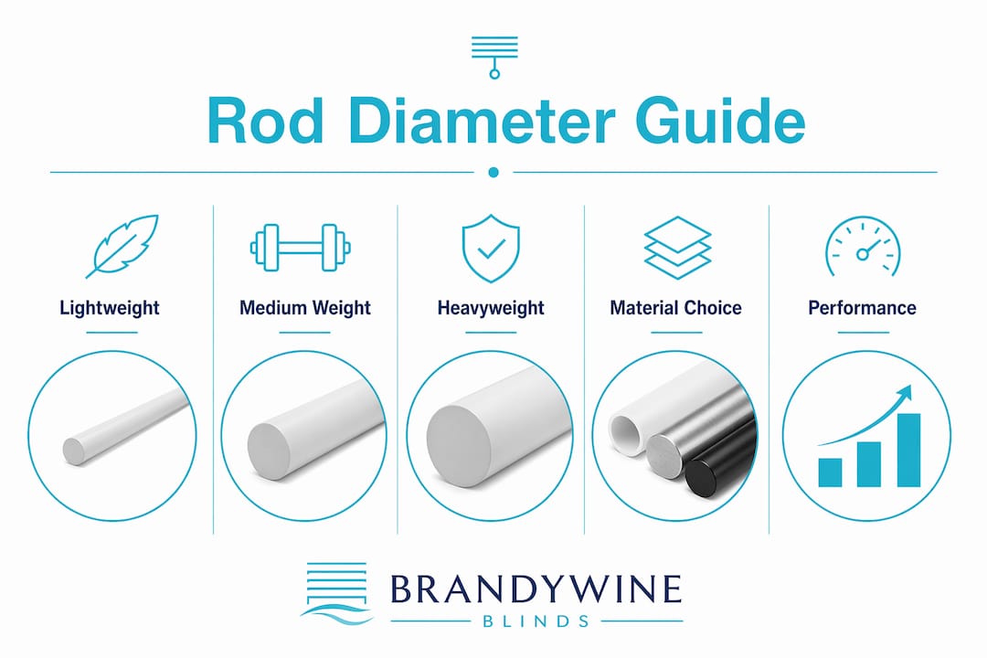 Infographic showing hierarchy of rod diameter and curtain weight
