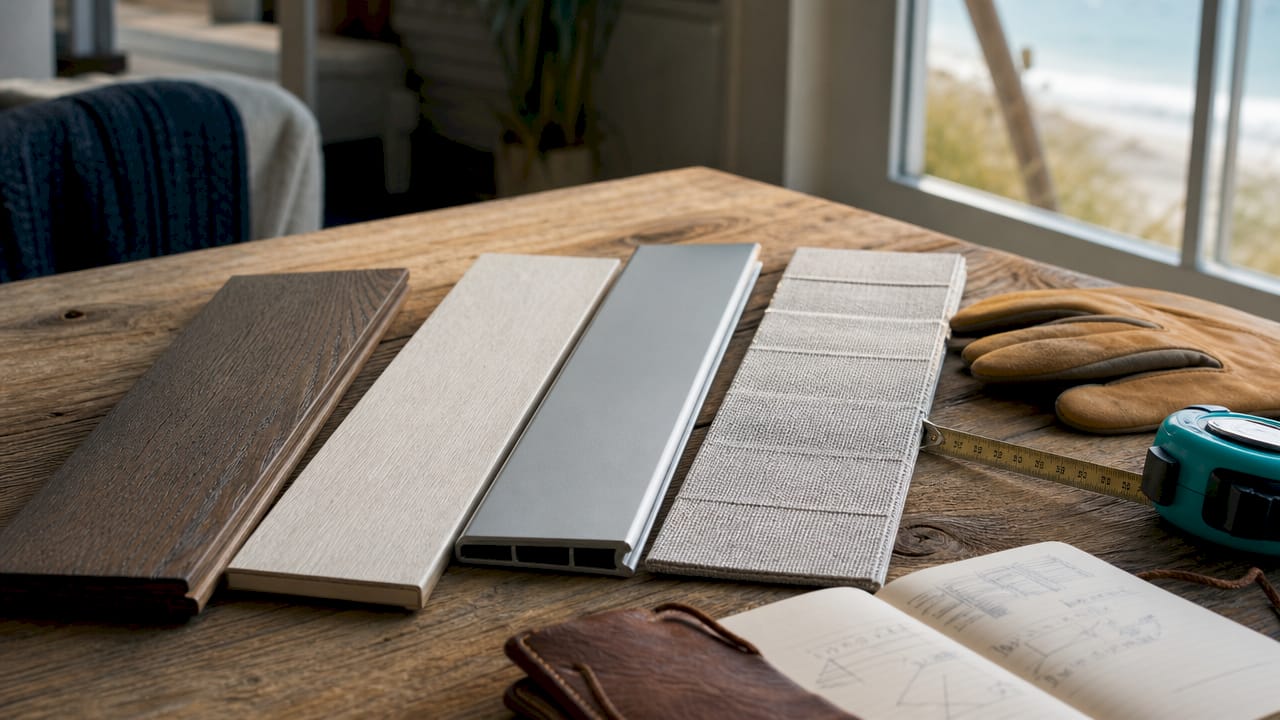 Blind material samples displayed on workshop table