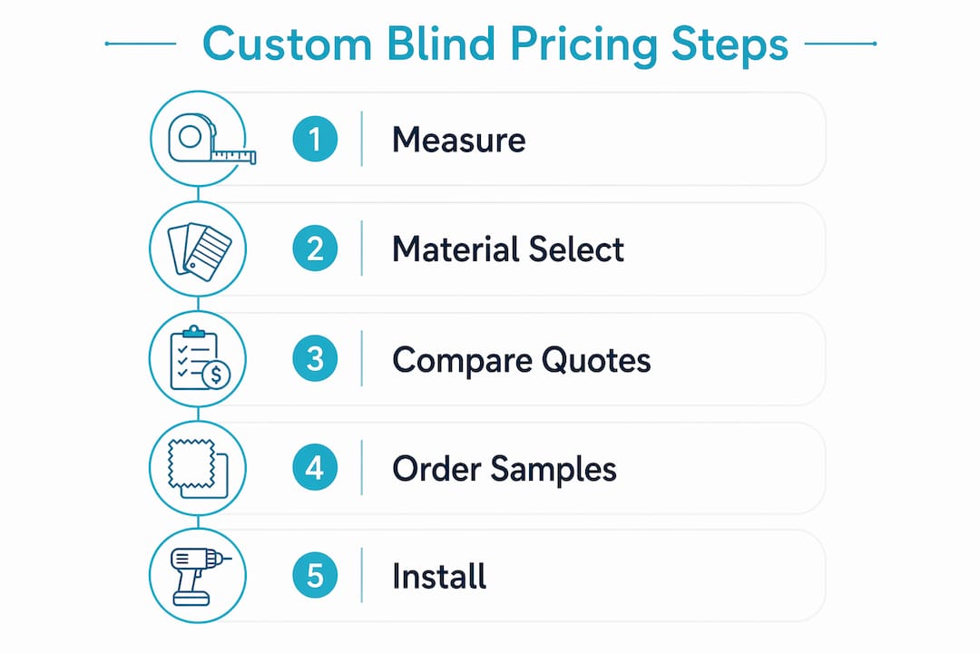 Infographic showing steps for evaluating custom blind pricing