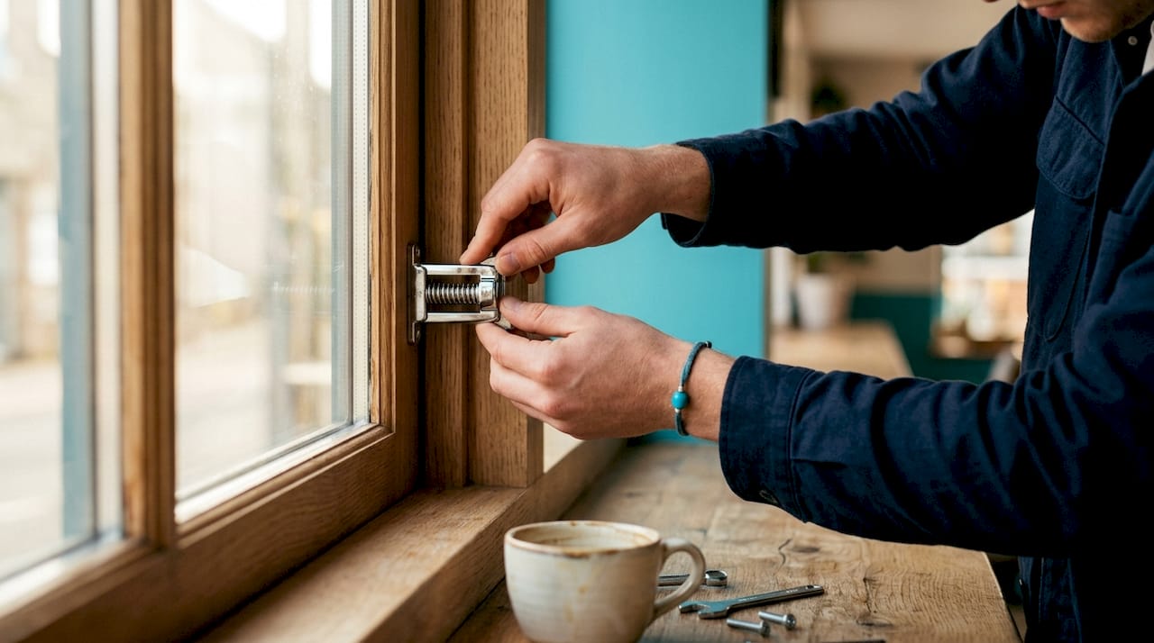 Hands adjusting no-drill tension blind hardware
