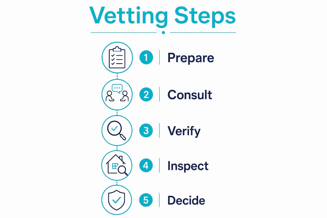 Infographic showing vetting process steps