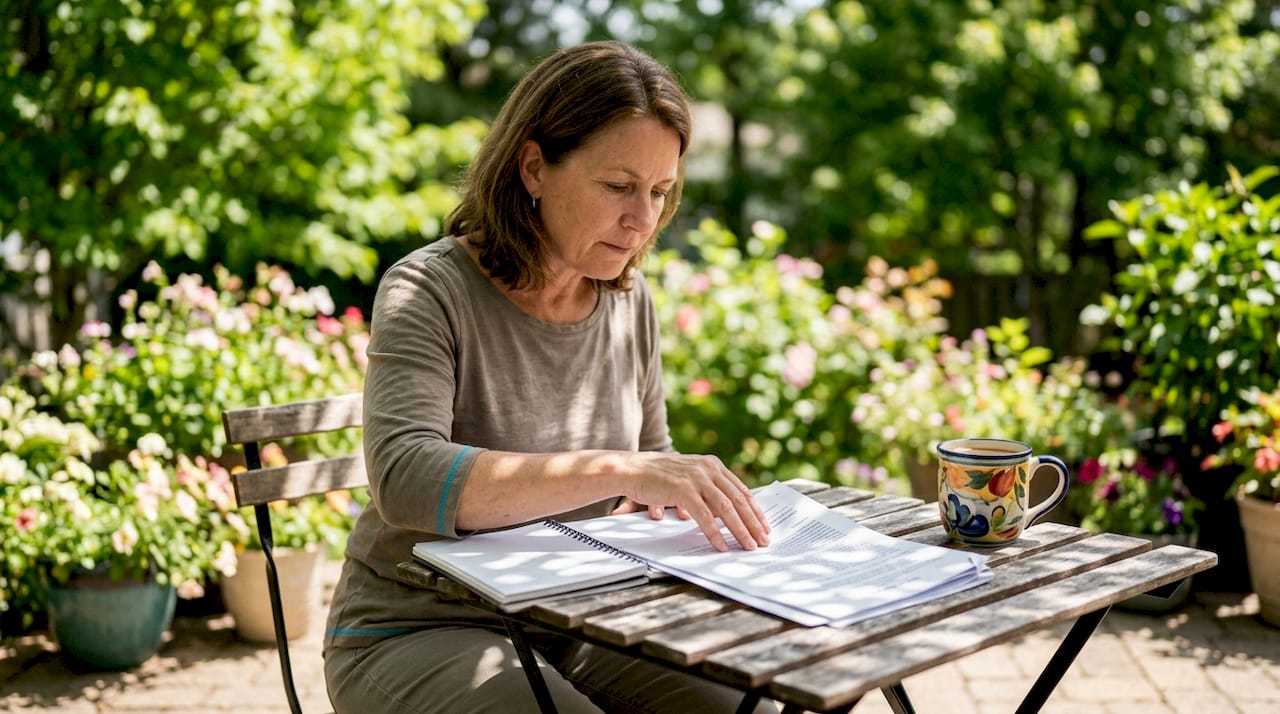 Homeowner reviewing blind installation contract