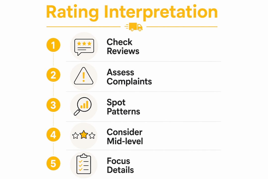 Infographic showing steps to interpret moving company ratings