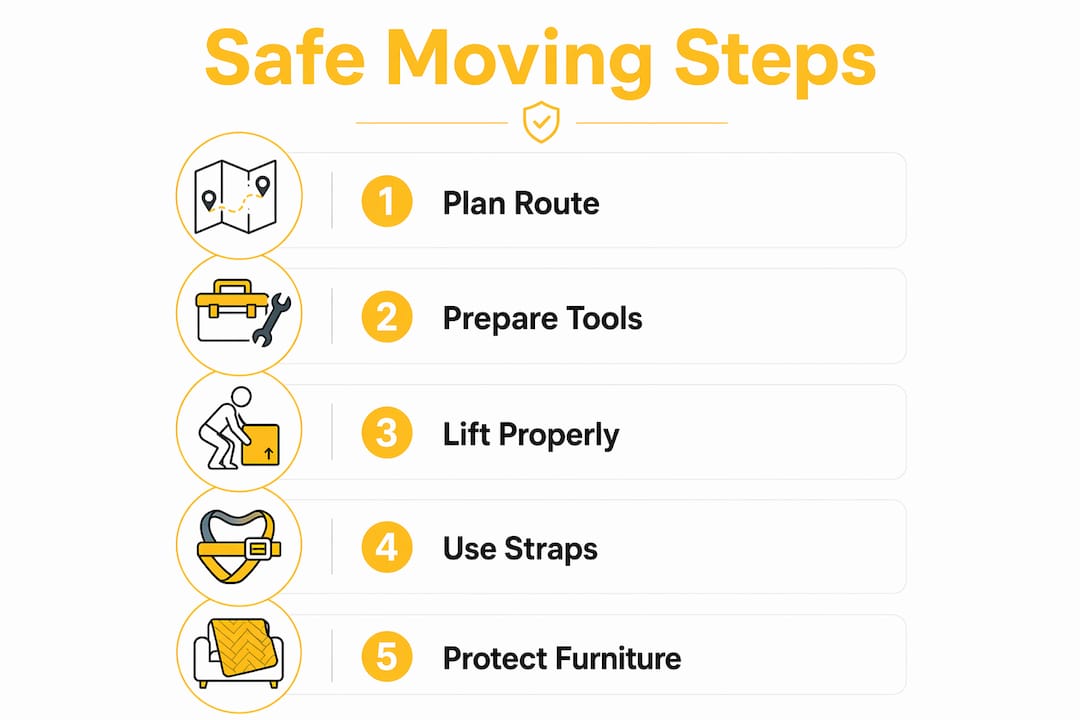 Infographic outlining safe furniture moving steps