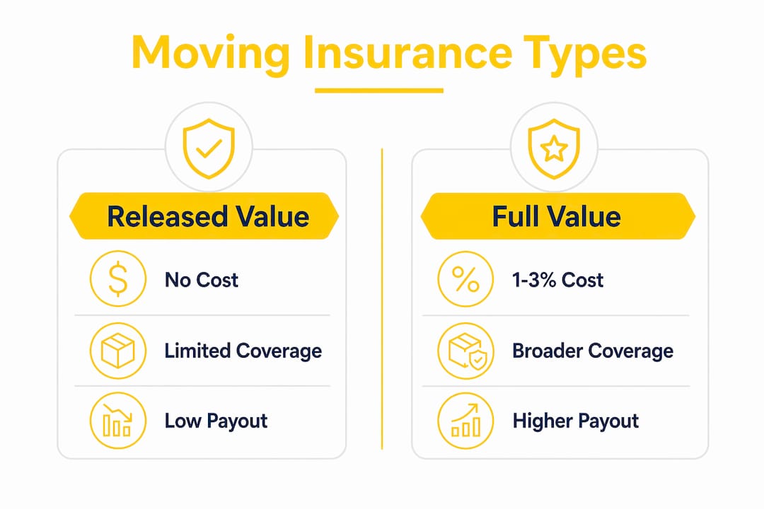 Infographic comparing types and costs of moving insurance