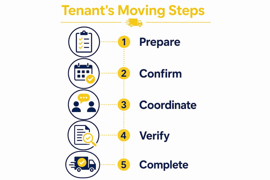 Infographic illustrating tenant moving coordination steps