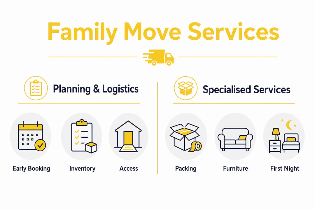 Infographic comparing planning and specialised moving services for families