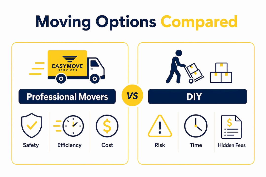 Professional movers for large families: a smart move 2 Infographic comparing professional movers and DIY