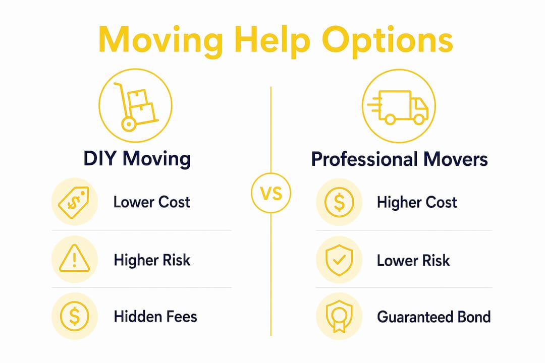 Why renters need moving help: a practical guide 2 Infographic comparing DIY moving and professional movers