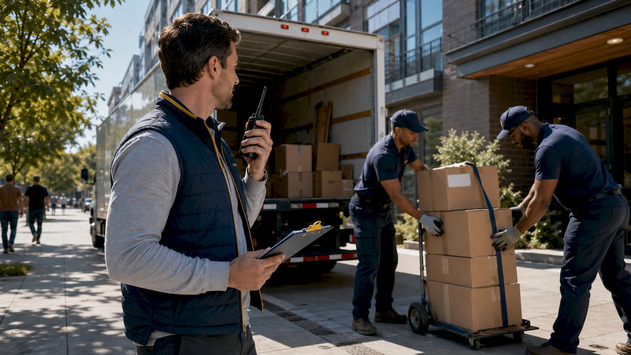 How to manage a family move across state borders 1 Mover coordinating family interstate logistics outdoors