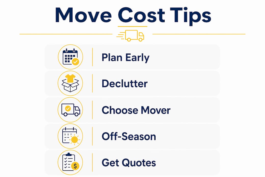 How to manage a family move across state borders 2 Infographic showing key cost management tips for interstate moves