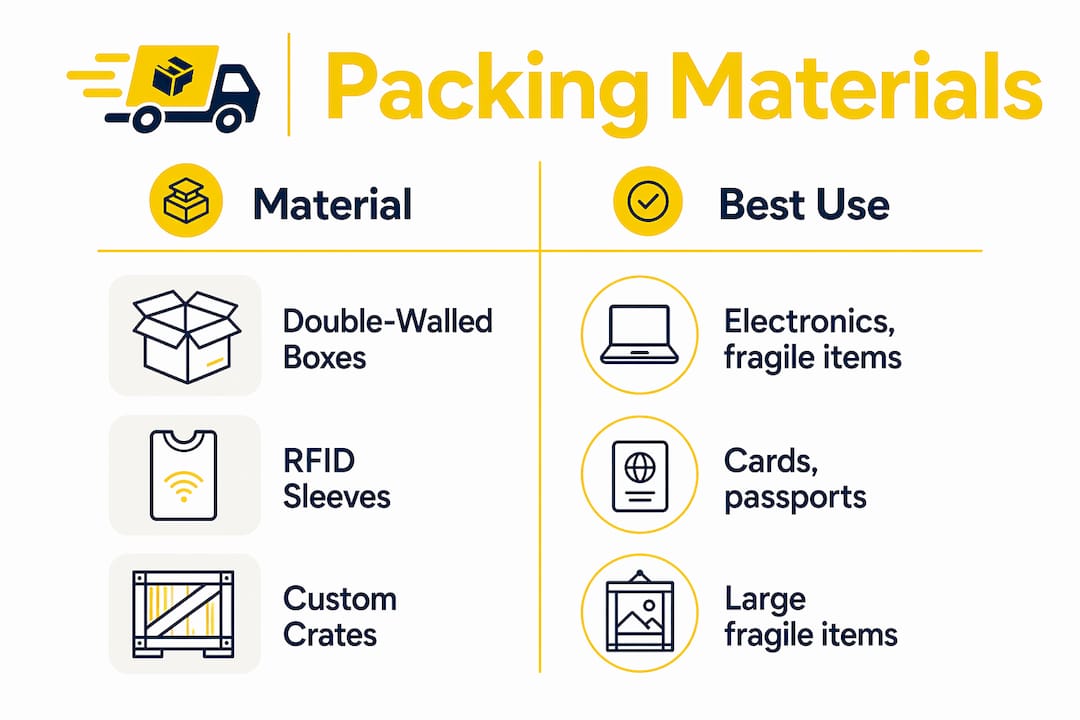 Moving interstate with valuables: your complete guide 2 Infographic comparing packing materials and uses