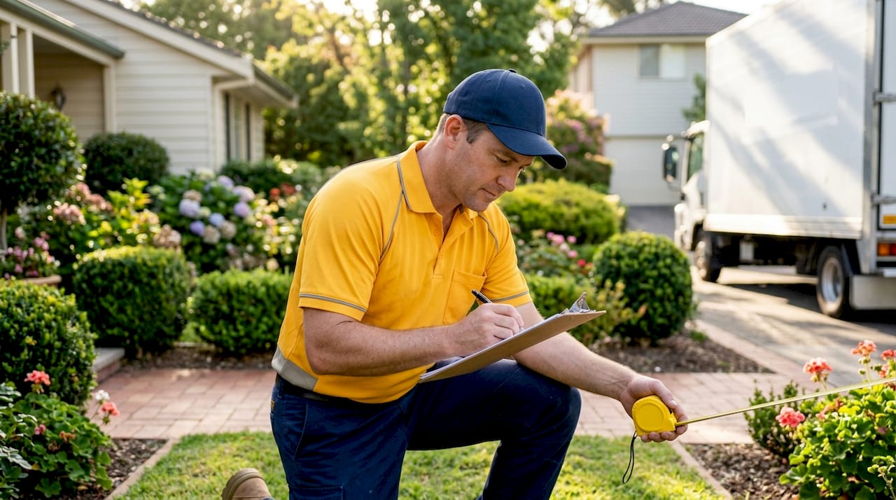 Removalist surveying driveway and property access