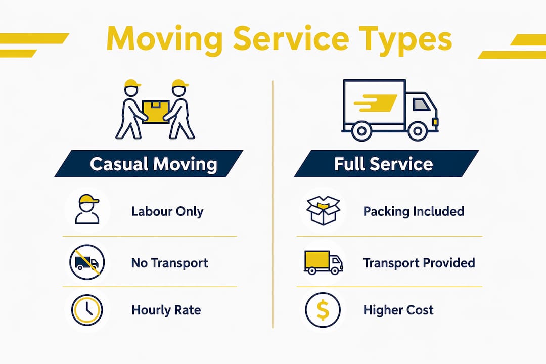 Infographic comparing casual and full-service moving