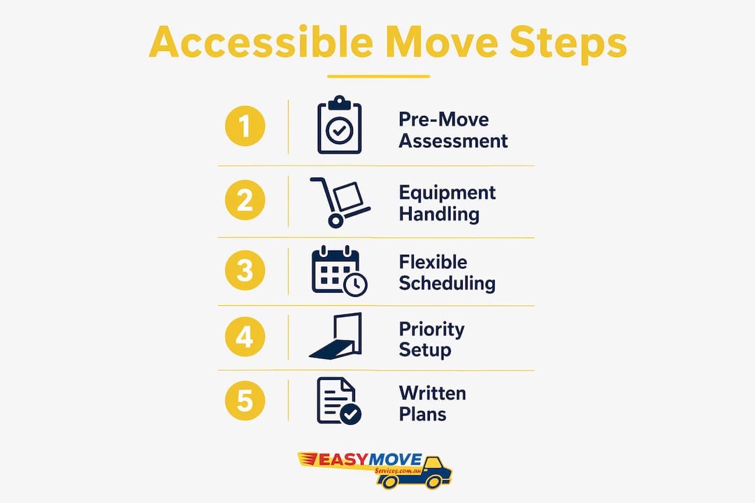 Infographic showing accessible moving process flow with key steps