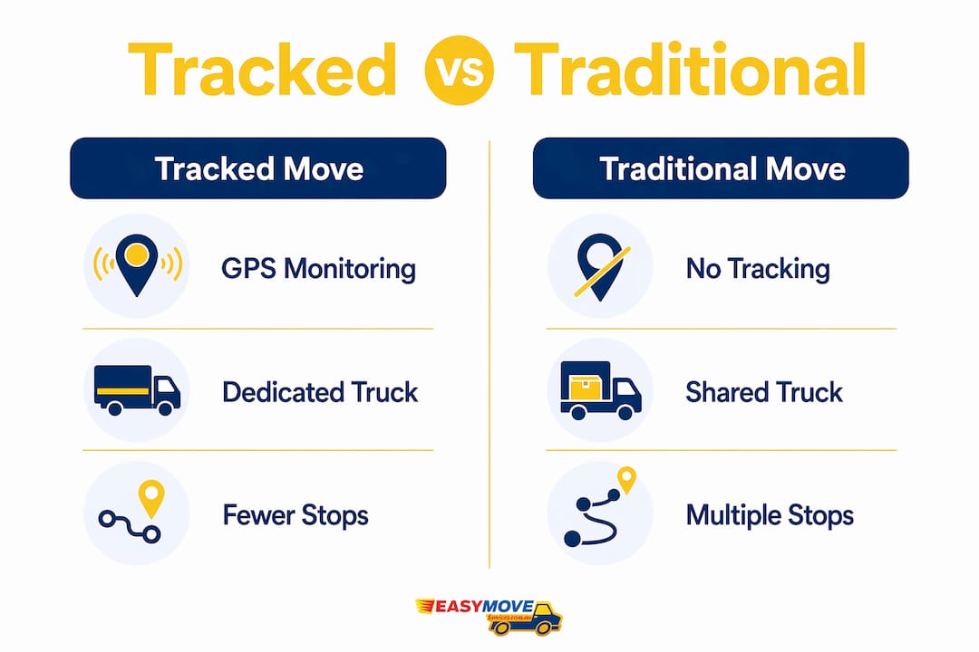 Infographic comparing tracked and traditional moving services