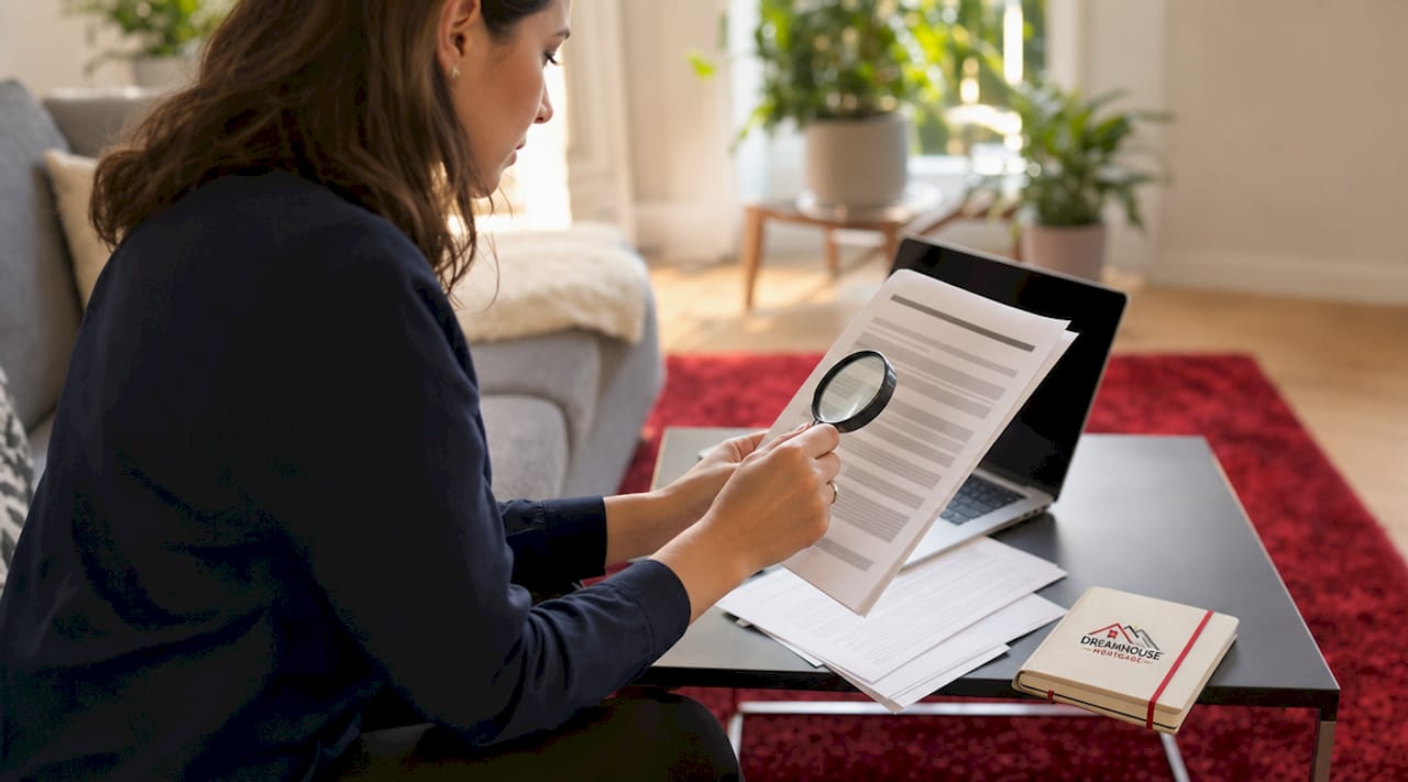 Close-up of hands examining lender access documents