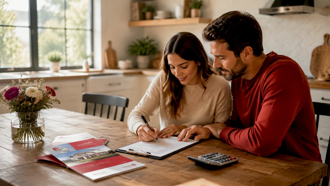 MORTGAGE BROKER VS DIRECT LENDER GUIDE FOR ALBERTA BUYERS 1 Hands completing mortgage application at home desk