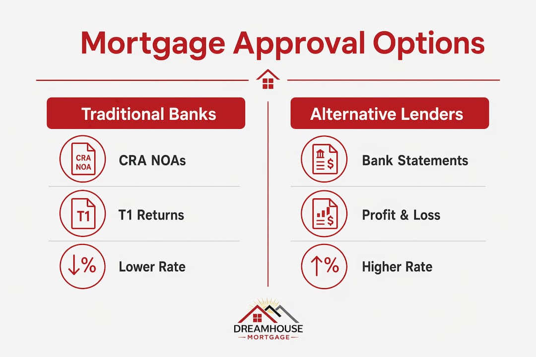 Infographic comparing mortgage approval options