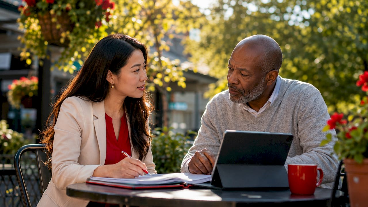 Two people discussing private mortgage lender canada