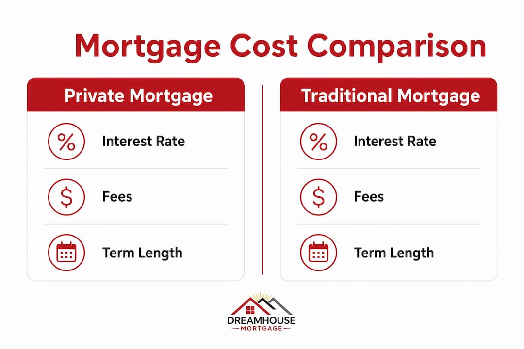 Infographic comparing private and traditional mortgage costs
