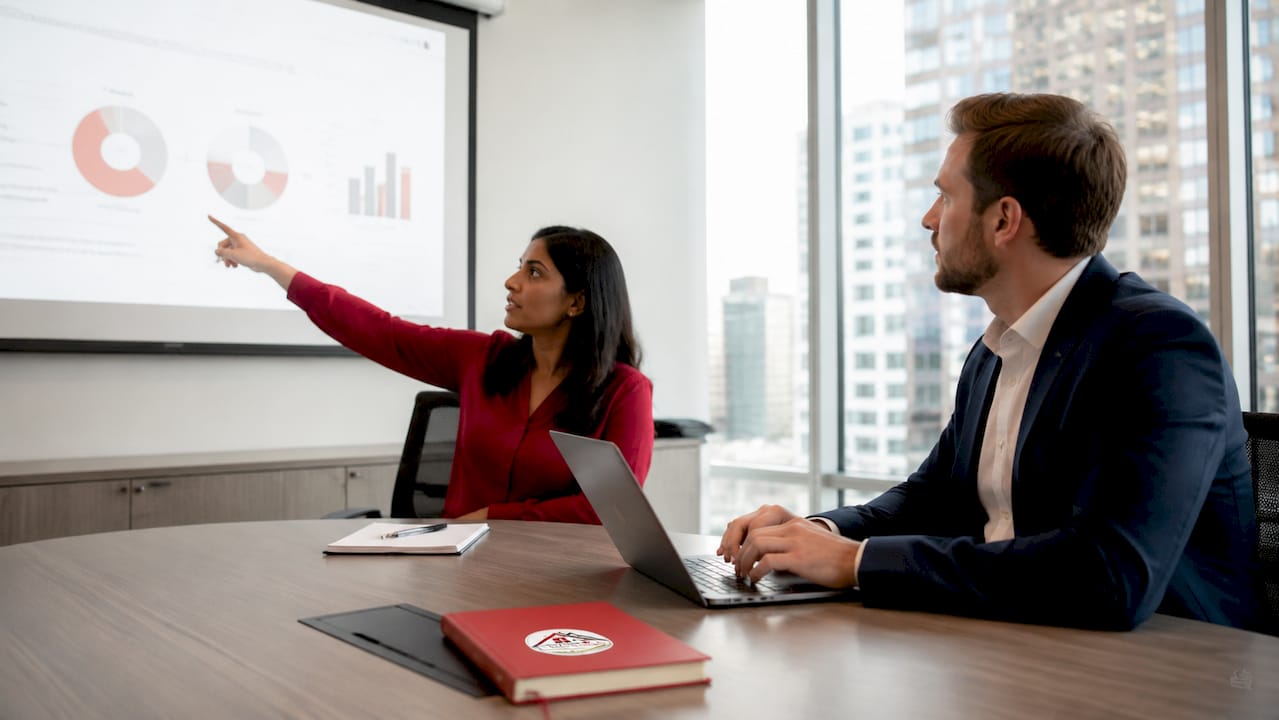 Mortgage brokers reviewing advertising materials