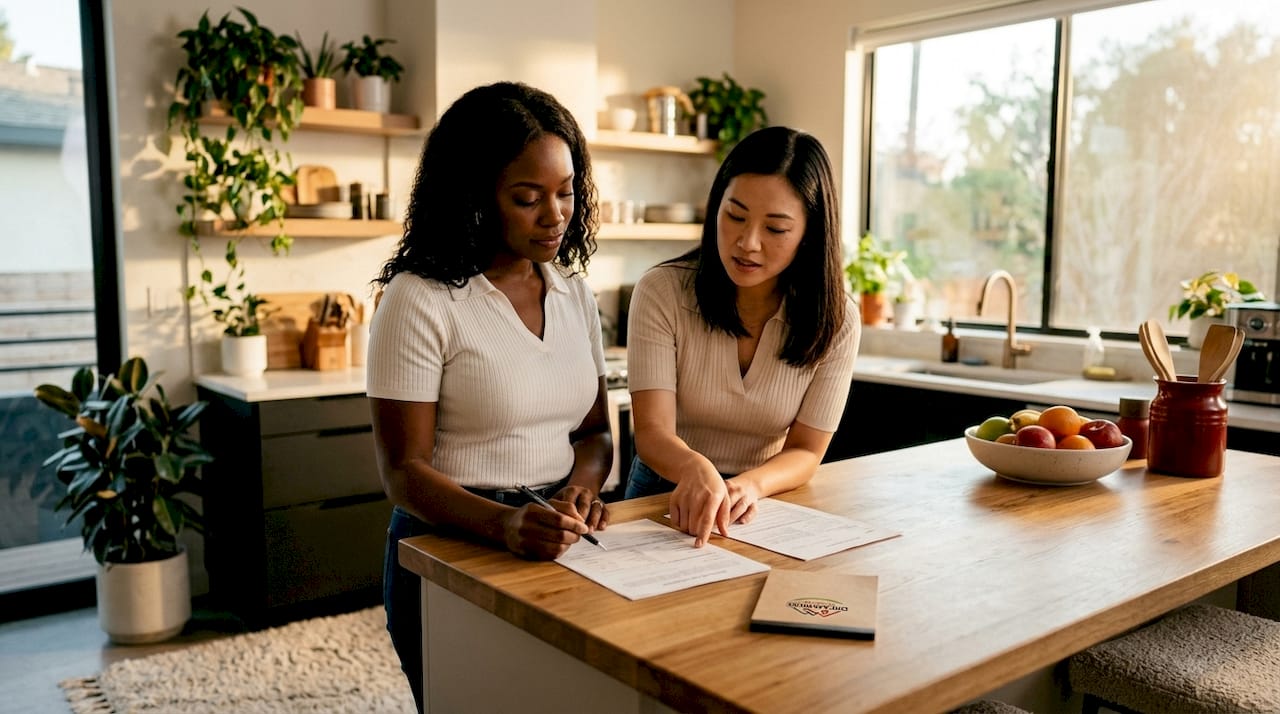 TWO YEAR SELF EMPLOYMENT MORTGAGE RULE: 2026 ALBERTA GUIDE 1 Two women reviewing mortgage papers at home