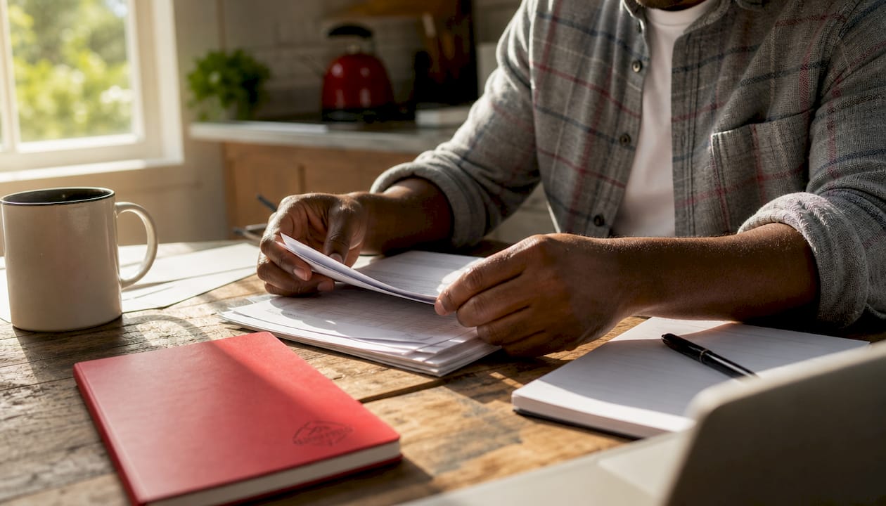 HOW TO QUALIFY FOR A FIRST-TIME HOME BUYER MORTGAGE IN ALBERTA 1 Man organizing mortgage eligibility paperwork