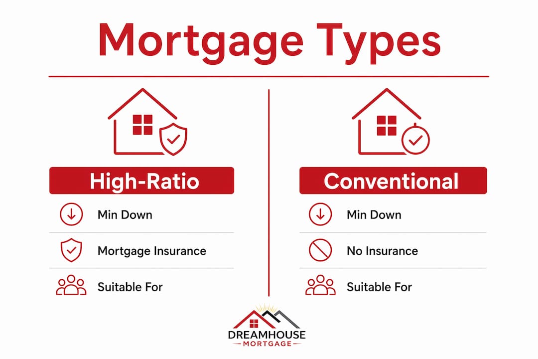 Infographic comparing high-ratio and conventional mortgages