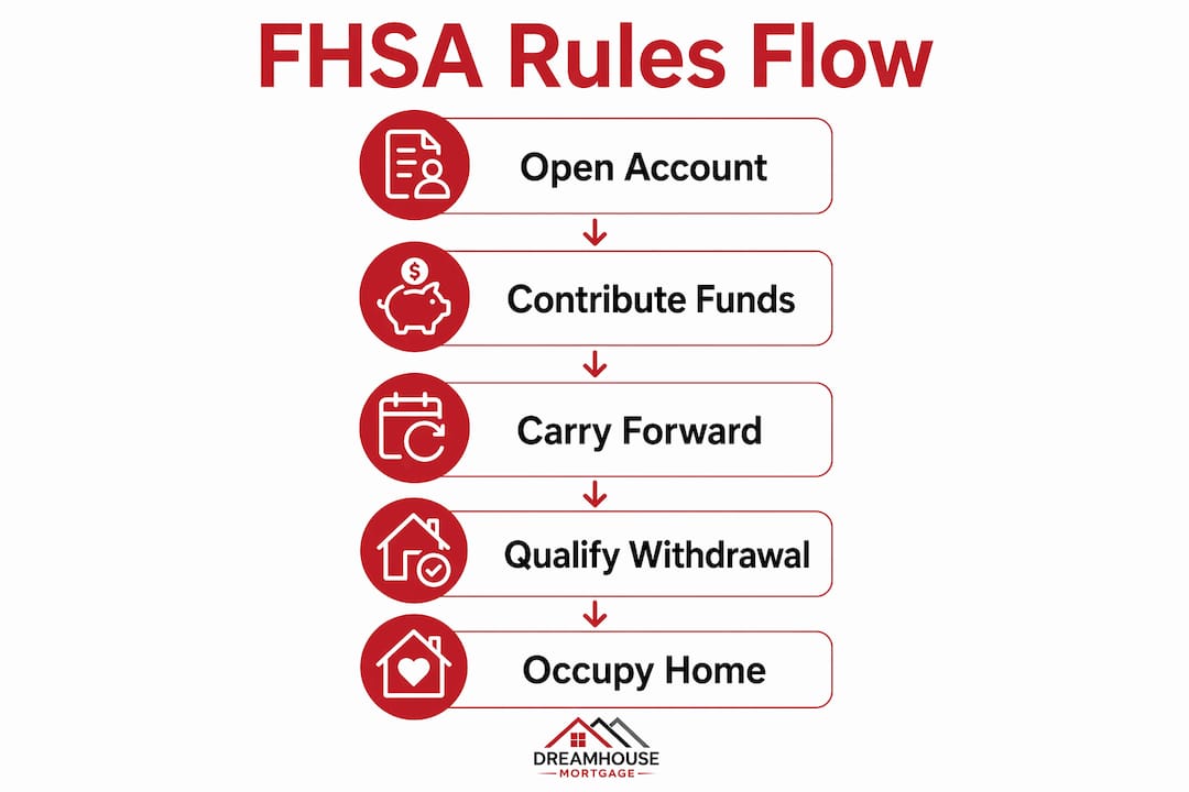 Infographic outlining FHSA contribution and withdrawal steps