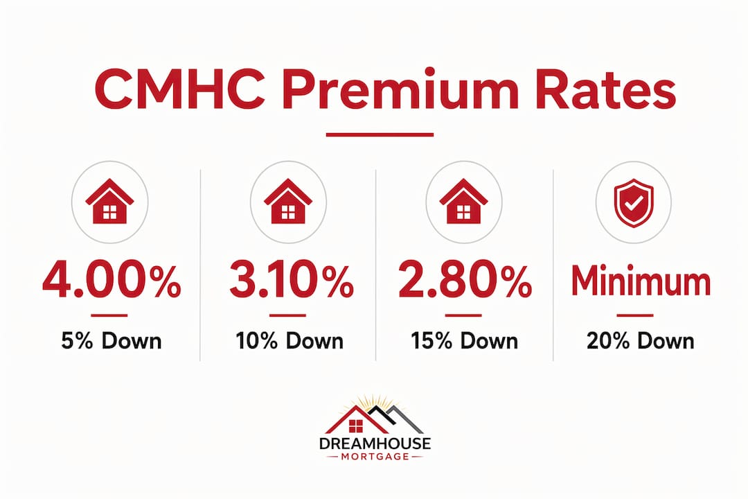CMHC MORTGAGE INSURANCE PREMIUMS IN ALBERTA EXPLAINED 2 Infographic showing CMHC premium rates by down payment
