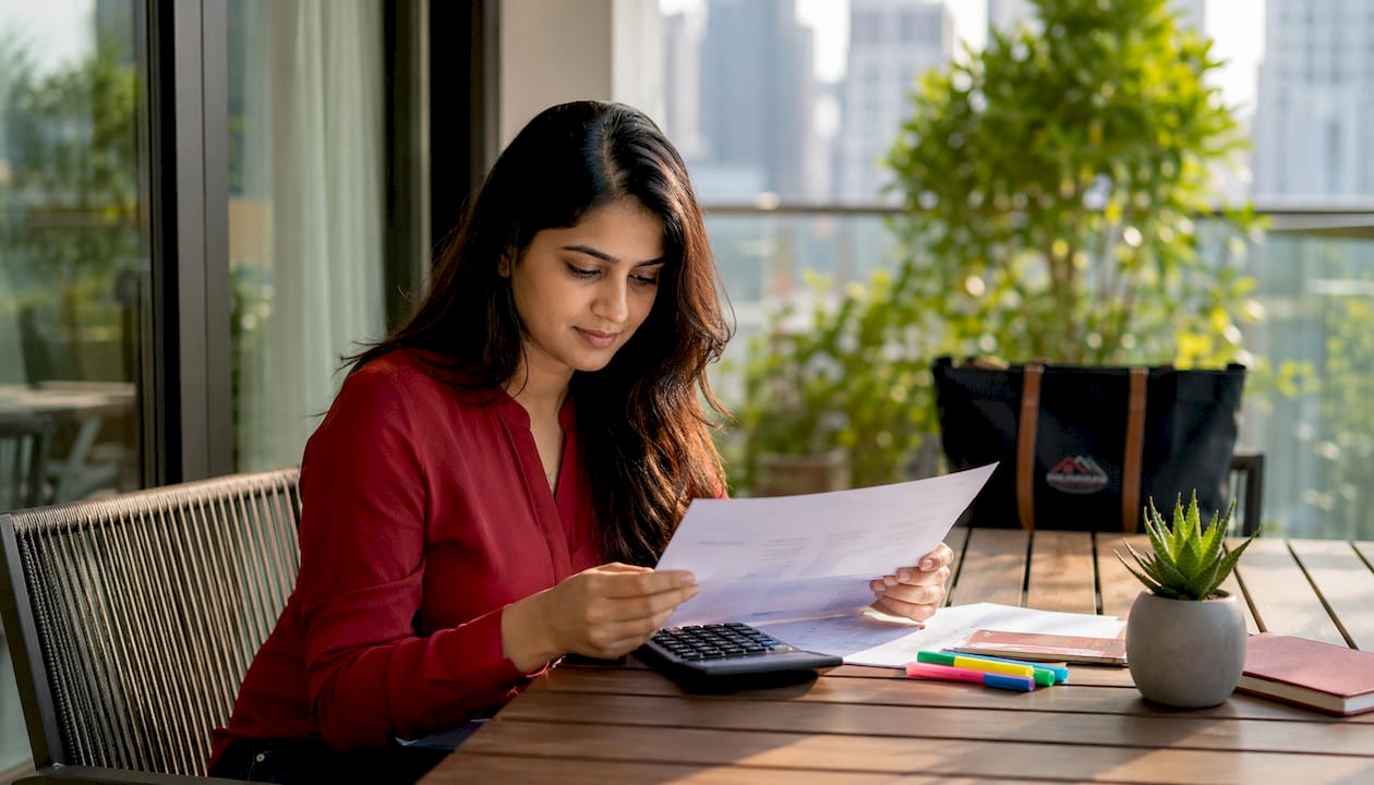 Hands calculating mortgage increase at home