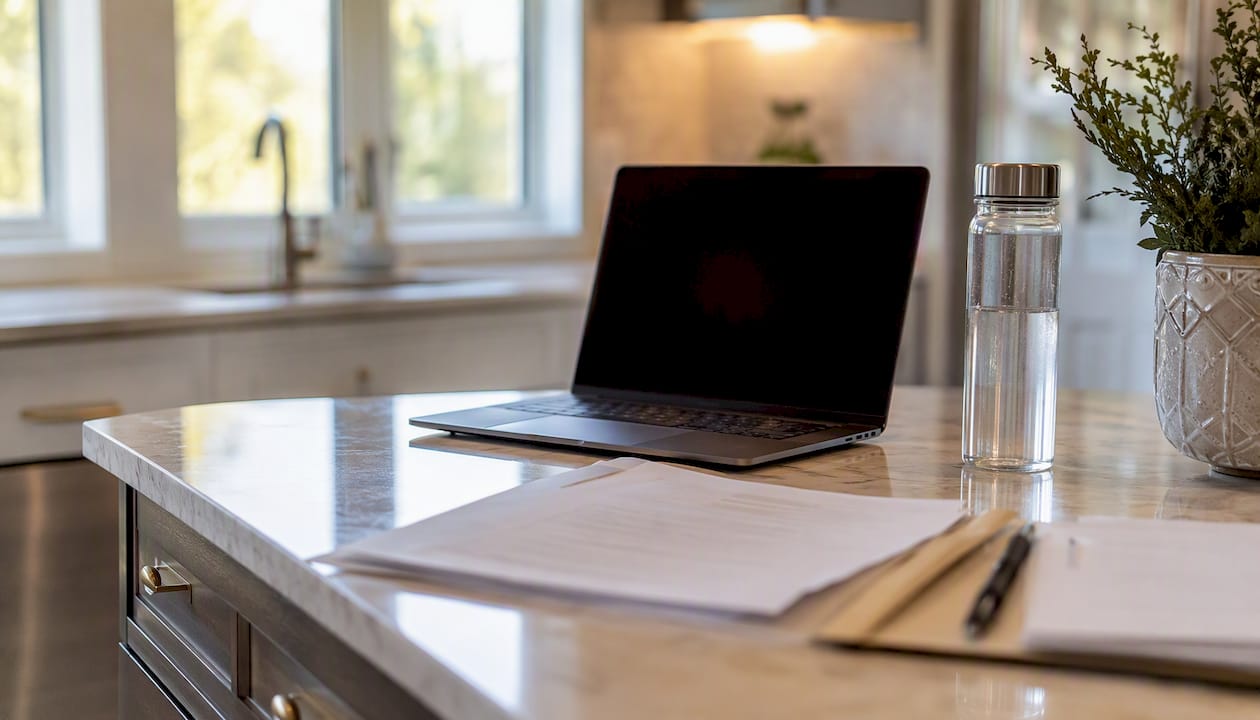 FINDING A FIRST-TIME HOME BUYER MORTGAGE BROKER IN CALGARY 3 Mortgage documents and laptop off