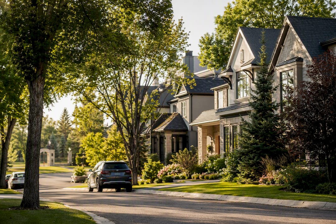 Luxury neighborhood street in Alberta