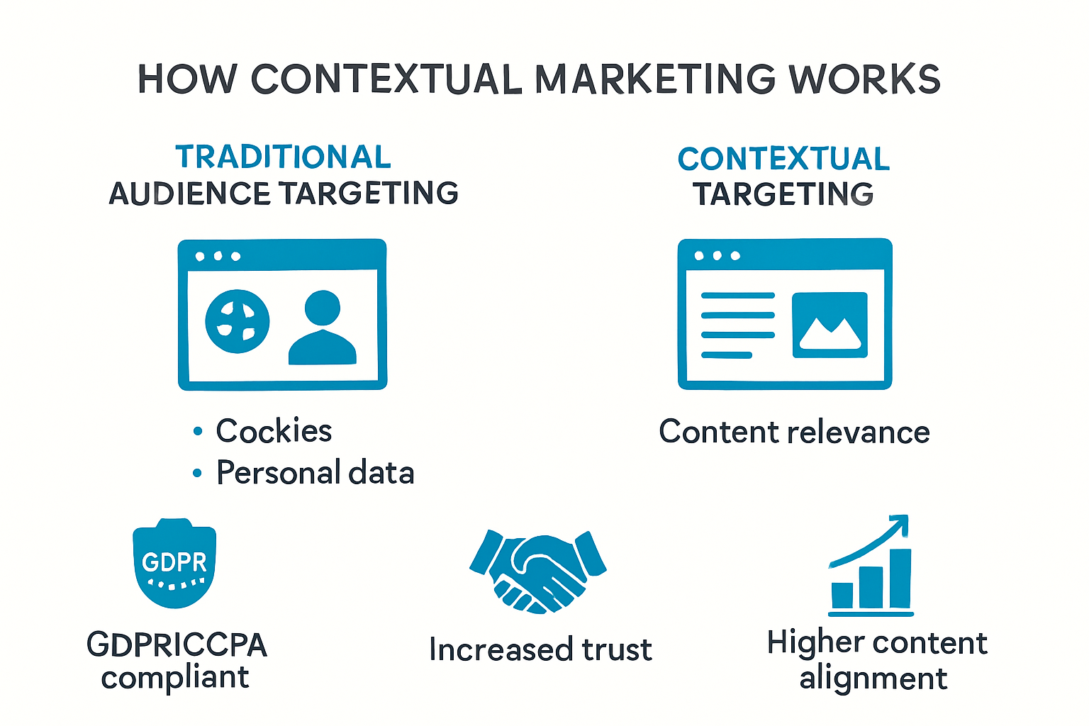 Infographic comparing contextual marketing advantages with traditional targeting