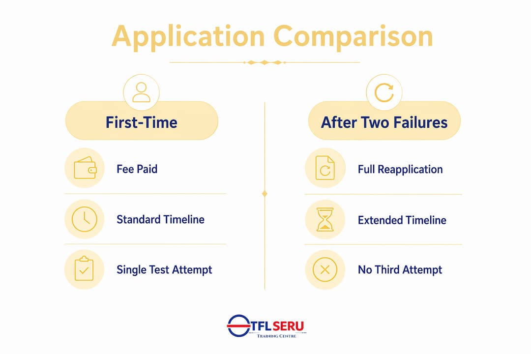 Infographic comparing first-time and reapplication process