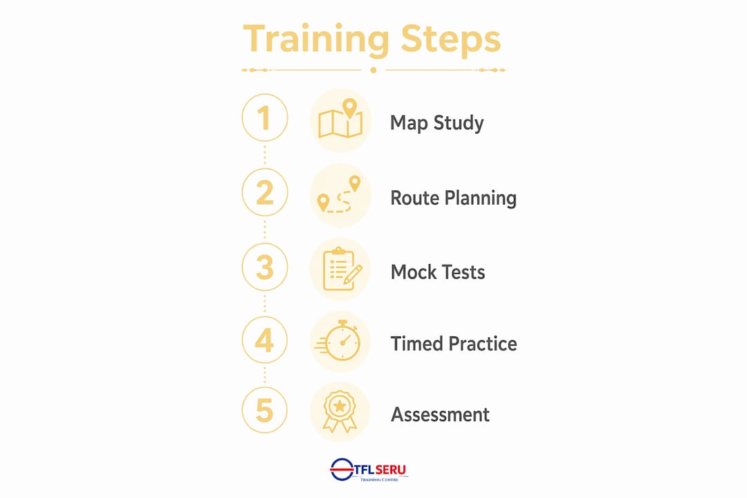 Infographic showing topographical training steps