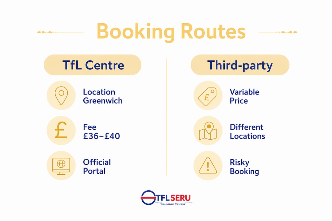 Infographic comparing TfL booking and third-party options