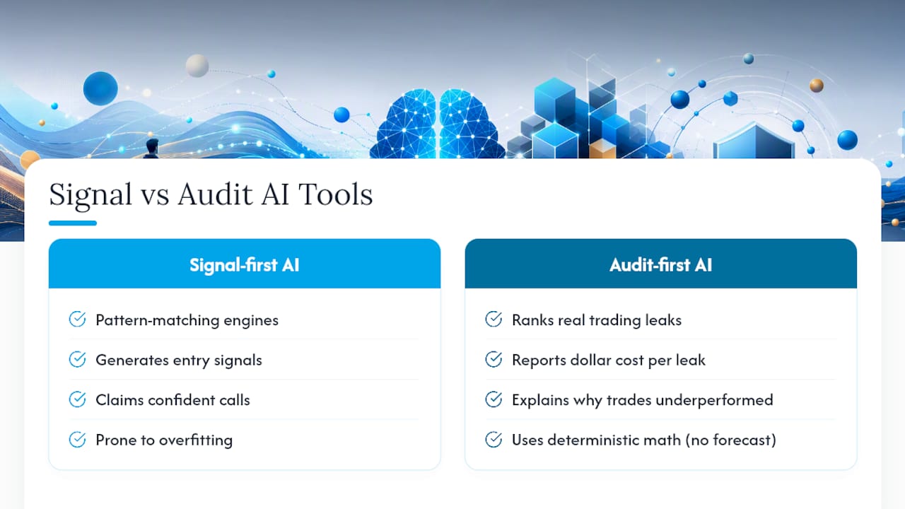 The Gap Between What AI Trading Tools Promise and What They Deliver — overview diagram