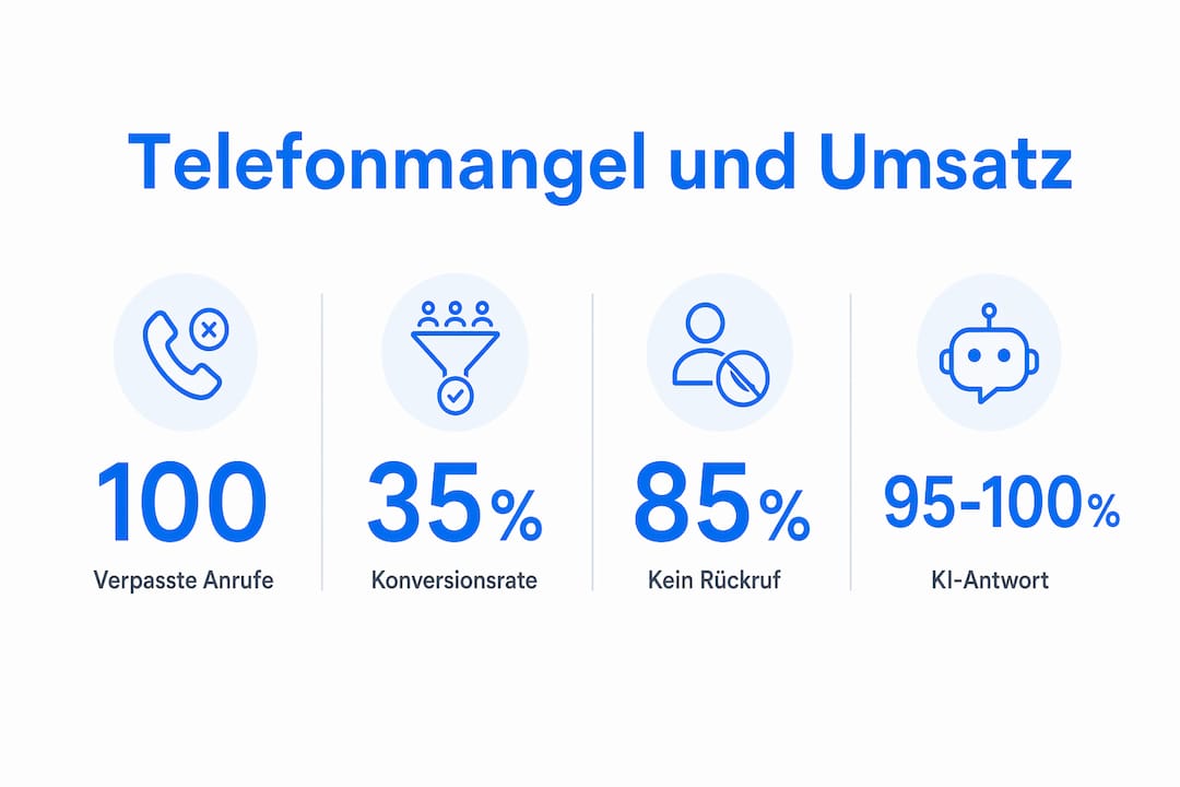 Eine Infografik veranschaulicht, wie sich fehlende Telefonmöglichkeiten statistisch auswirken.
