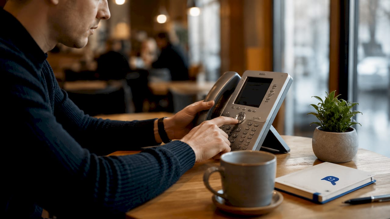 Mit den Händen wird der KI-Telefonassistent am Smartphone gesteuert.