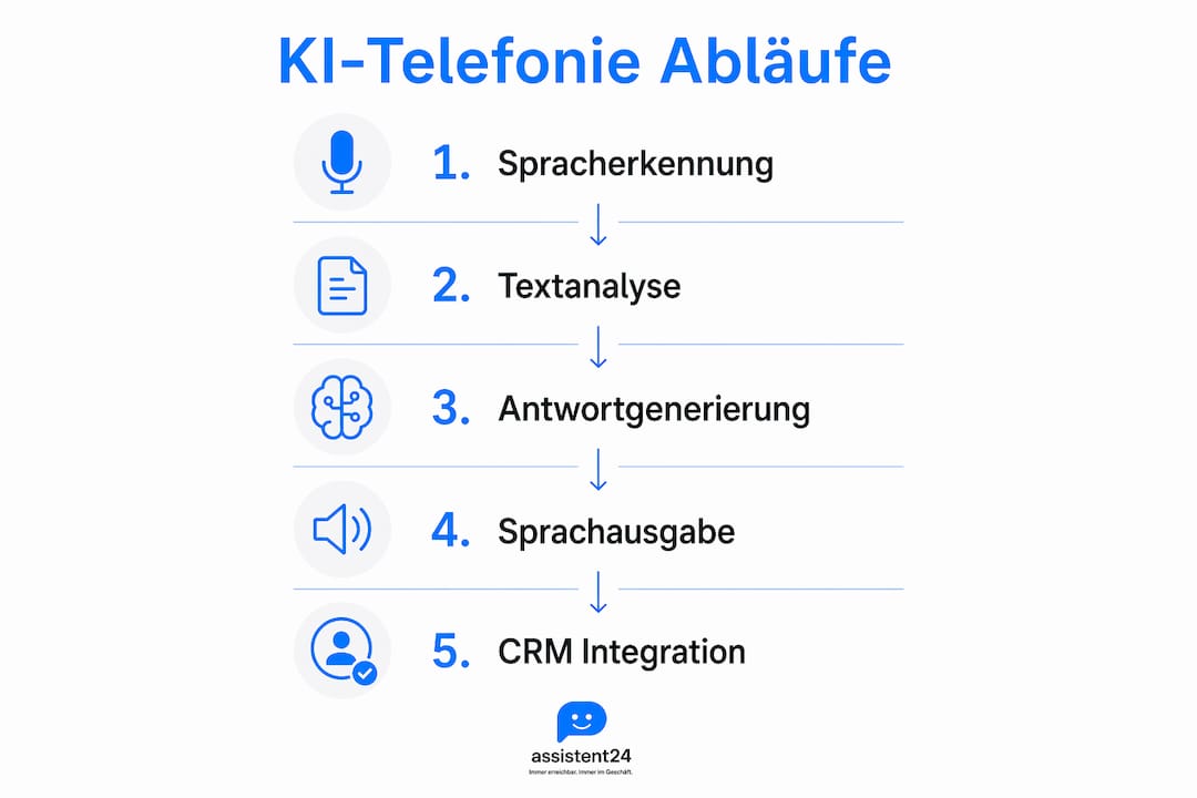 Grafische Übersicht: So funktioniert ein typischer Ablauf bei KI-gestützten Telefongesprächen