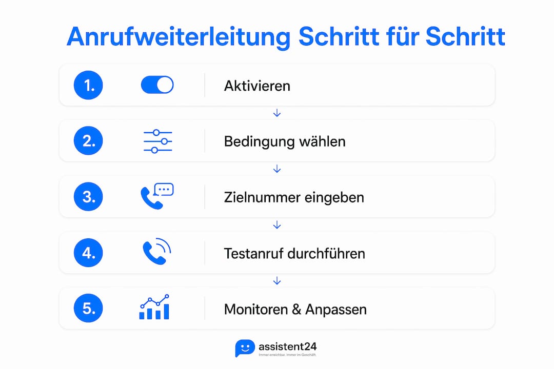 Infografik: So richten Sie die Anrufweiterleitung Schritt für Schritt ein