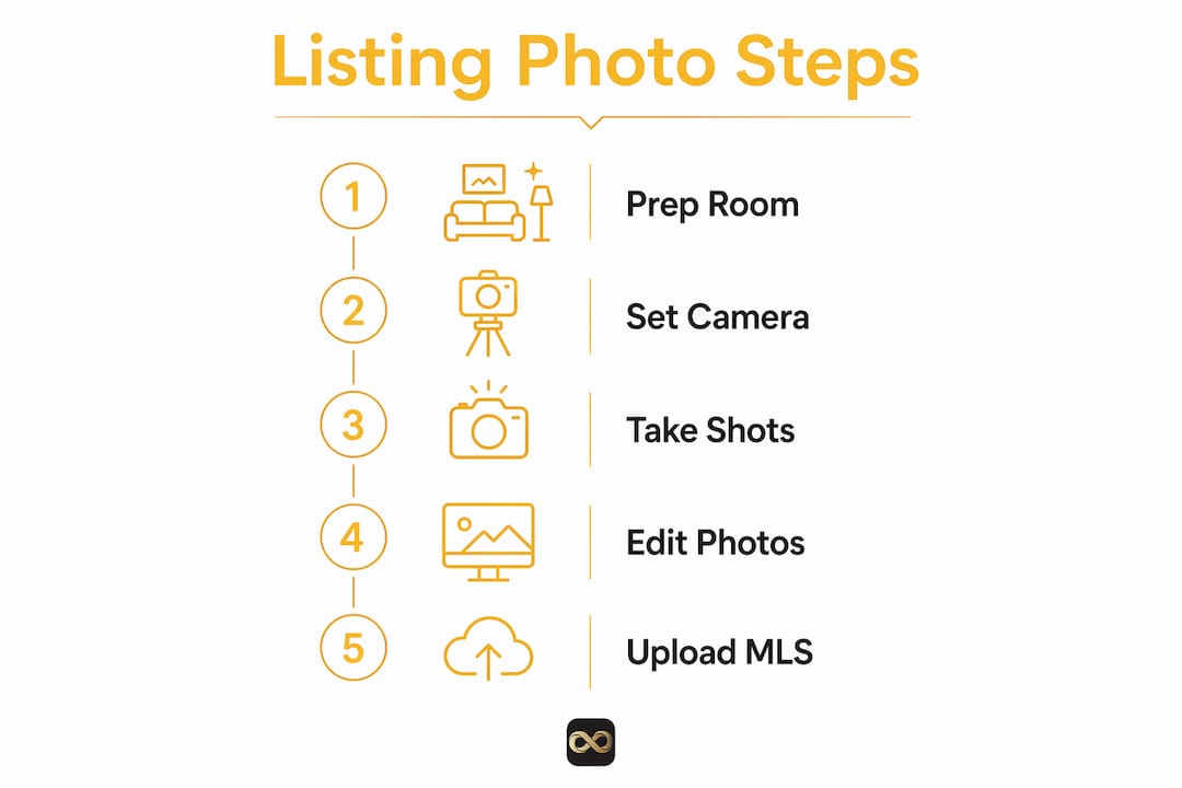 Infographic showing step-by-step listing photo process