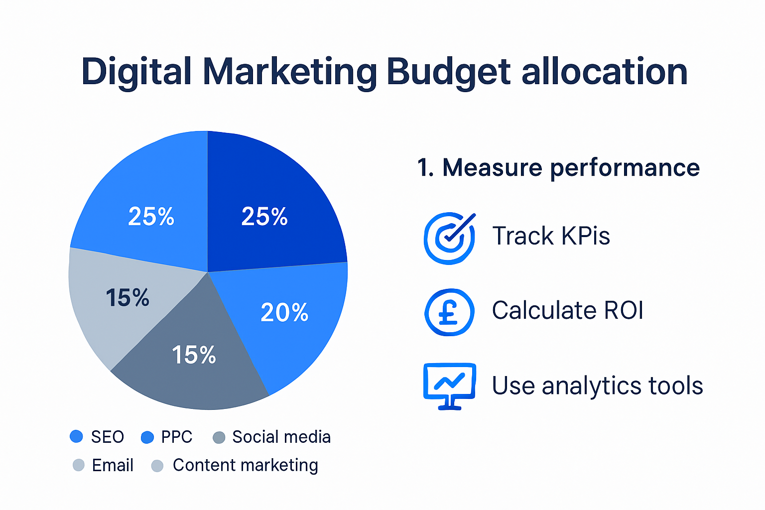 Infographic of small business marketing budget and KPI tracking