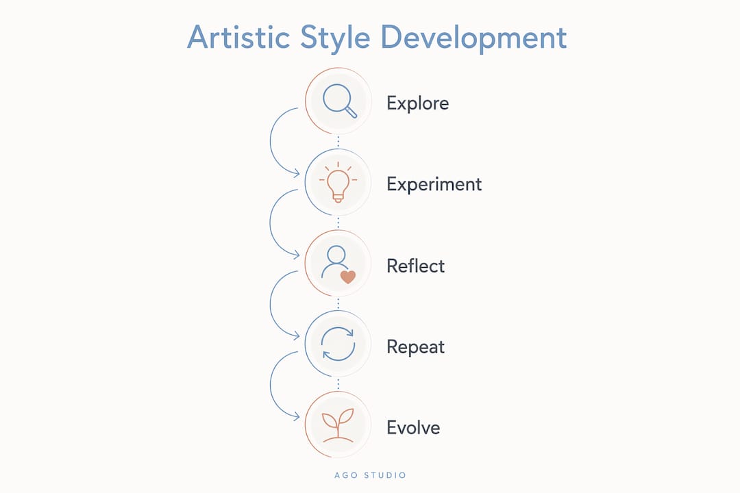Stepwise infographic on developing artistic style