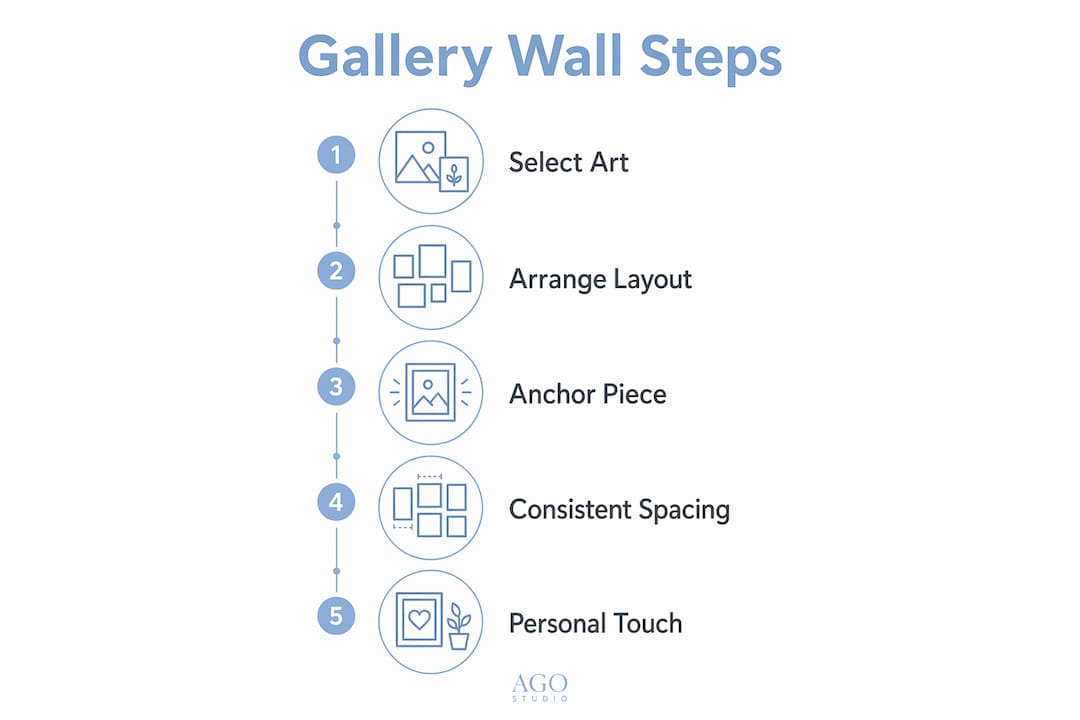 Infographic showing gallery wall creation steps