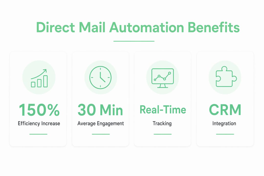 Infographic showing key benefits of direct mail automation