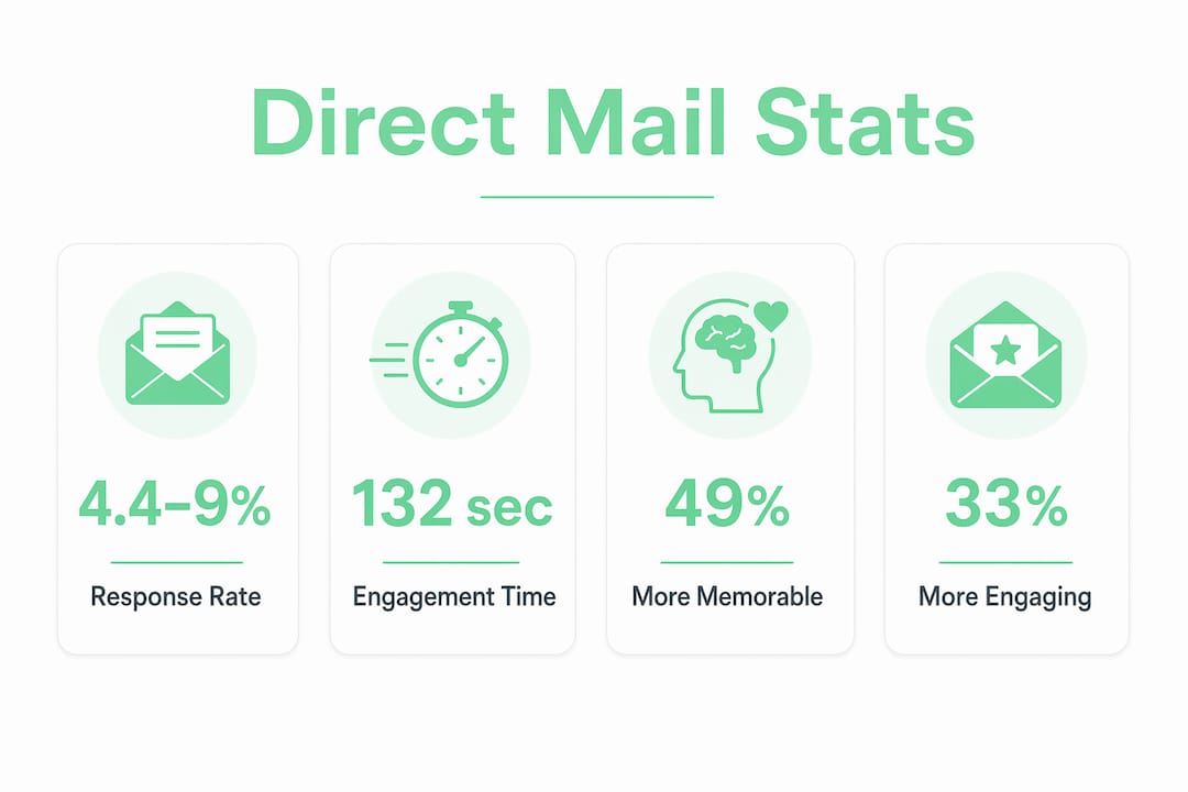Infographic comparing direct mail engagement statistics