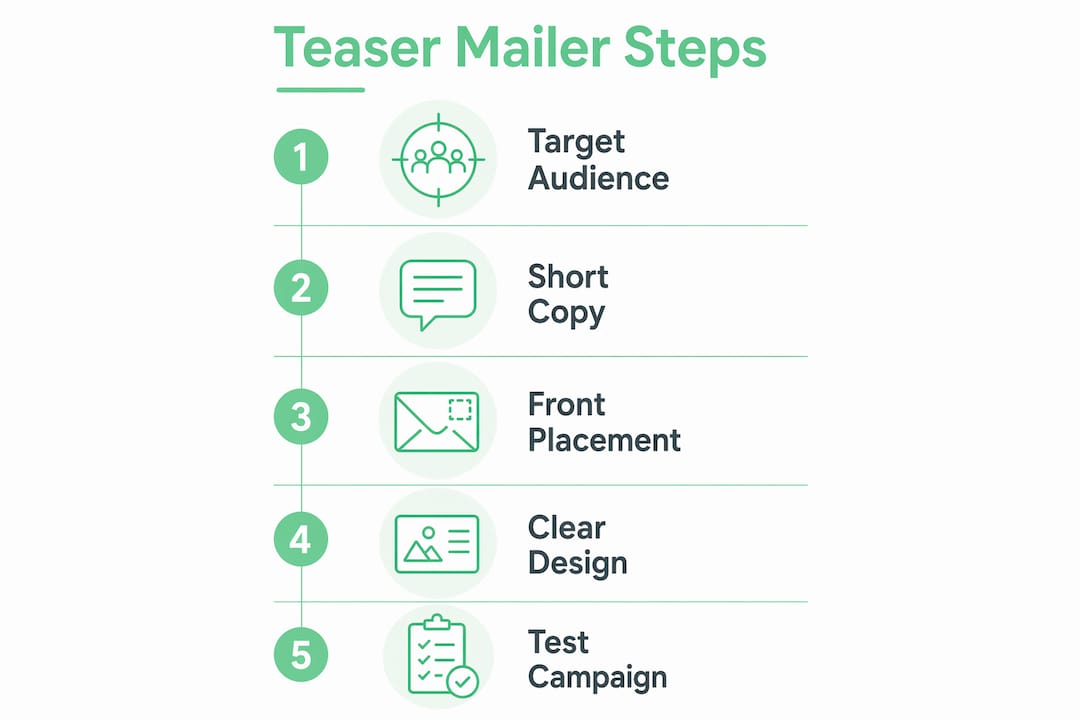 Infographic showing key steps of teaser mailer design